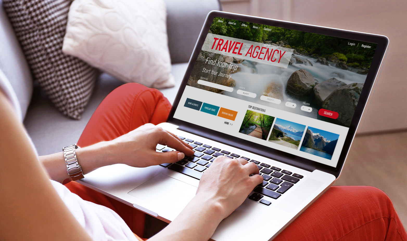 person using AI to book travel